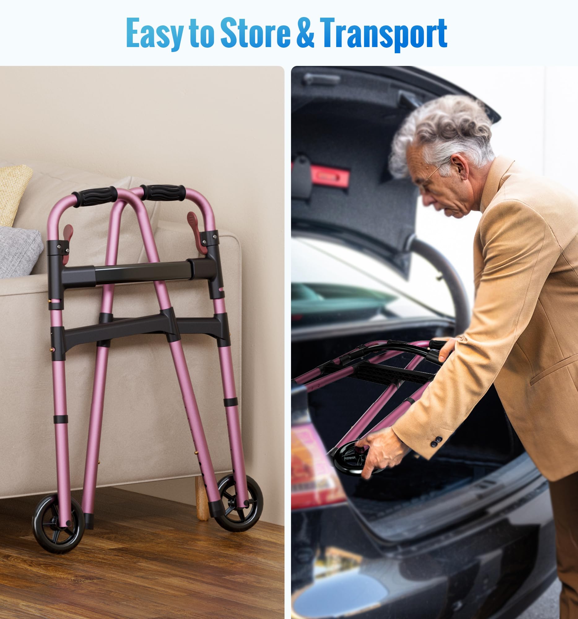 W1  Folding Walkers for Seniors with Wheels