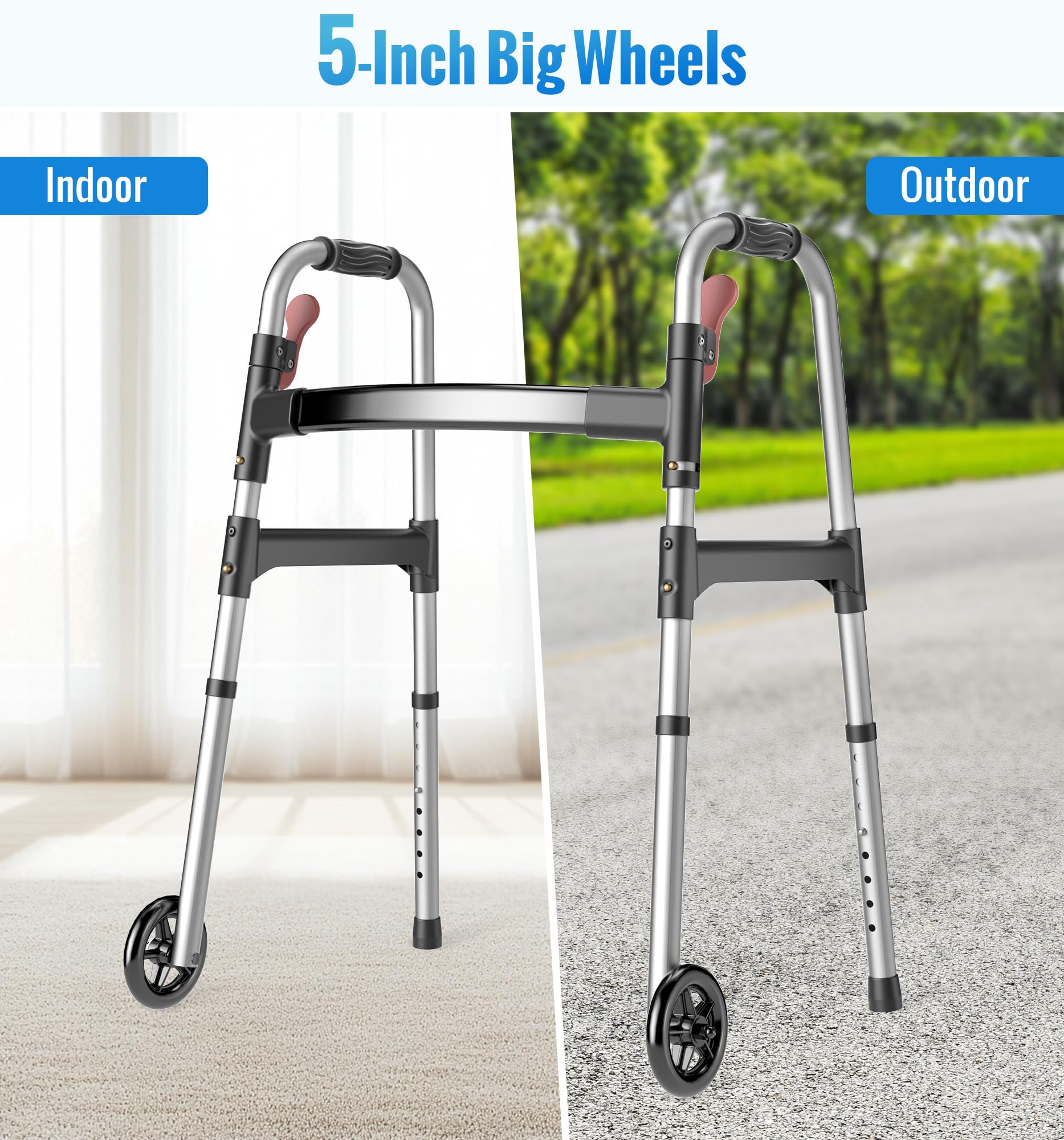 W1  Folding Walkers for Seniors with Wheels