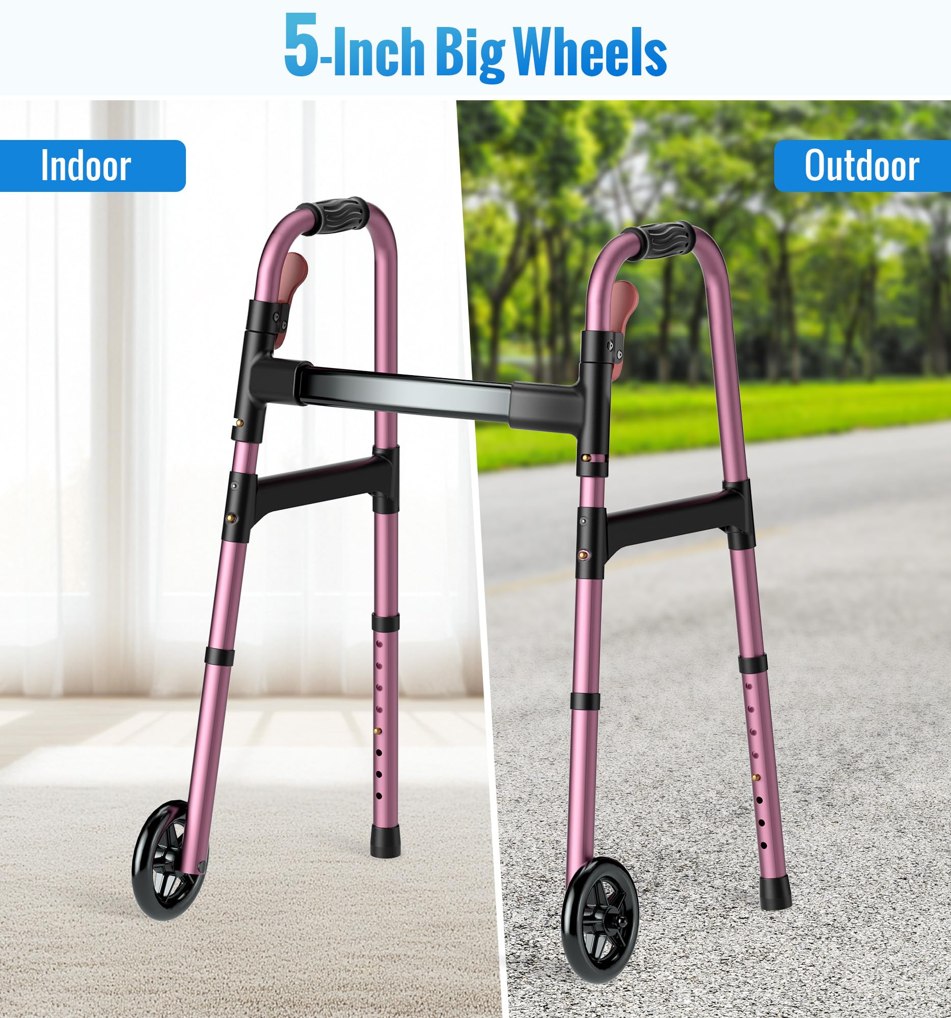 W1  Folding Walkers for Seniors with Wheels