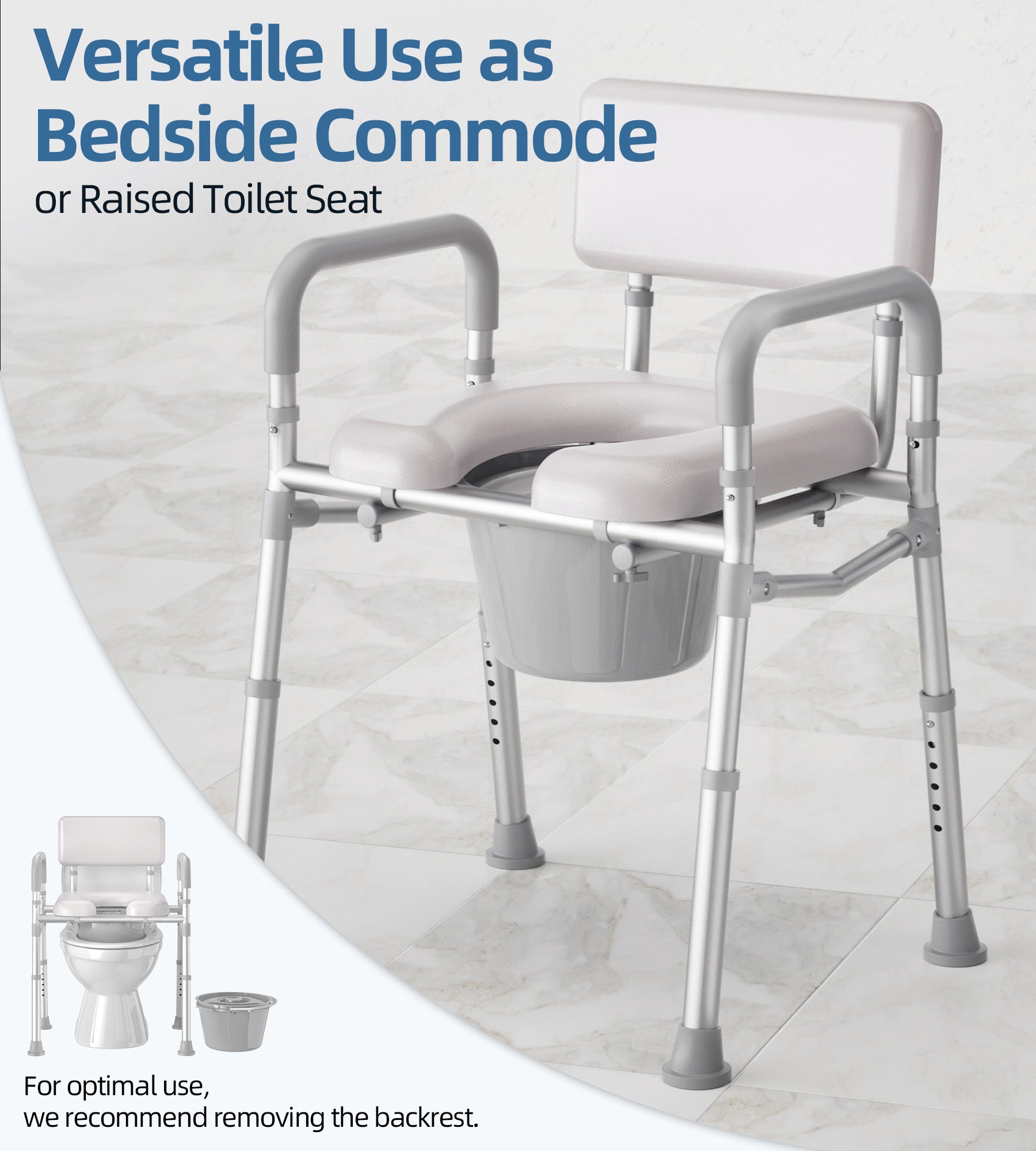 C9   Bedside Commode with Padded Seat and Backrest