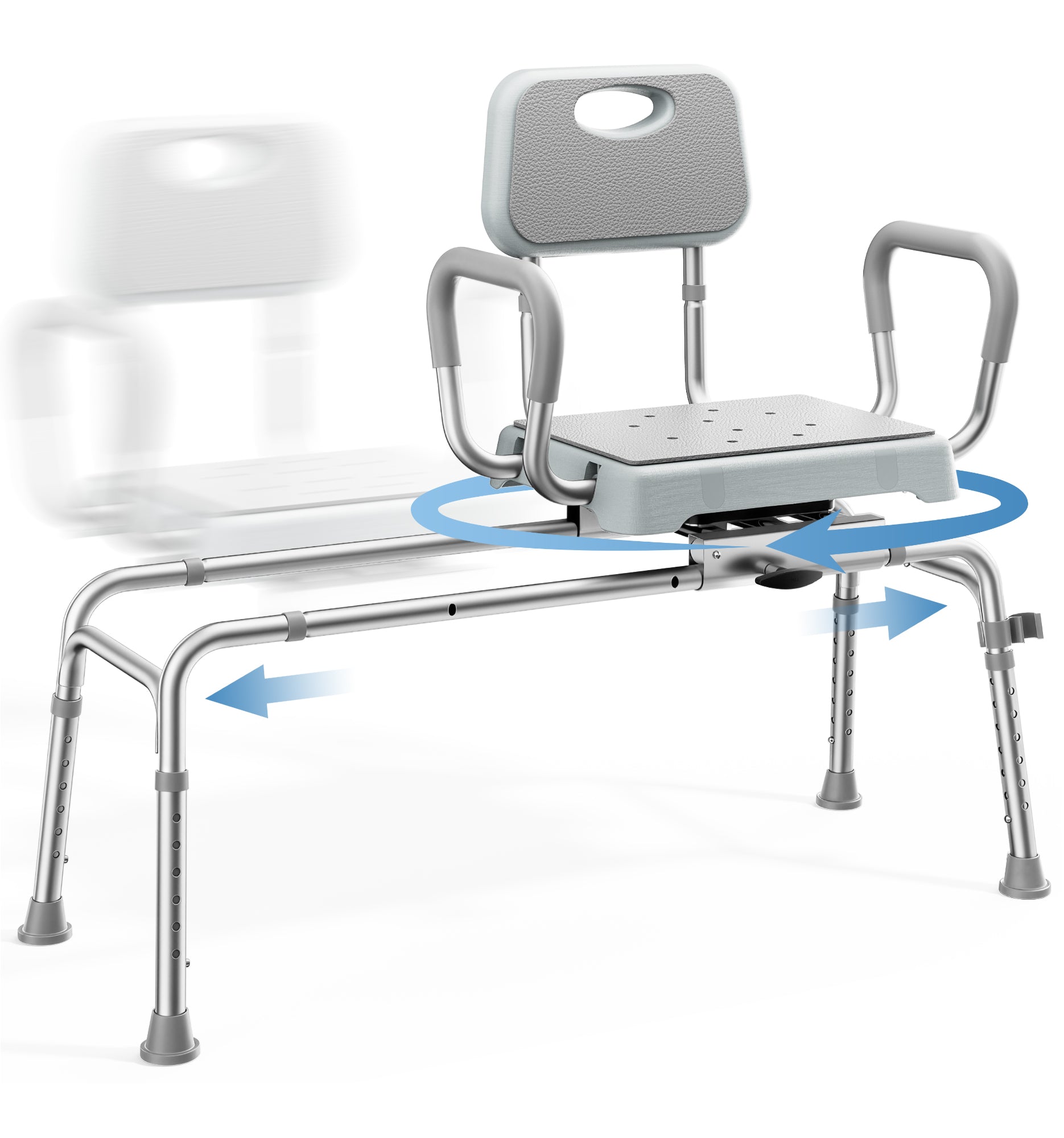 BC7 HOMLAND Sliding Shower Chair with Rotating Seat — Bathtub Transfer Bench