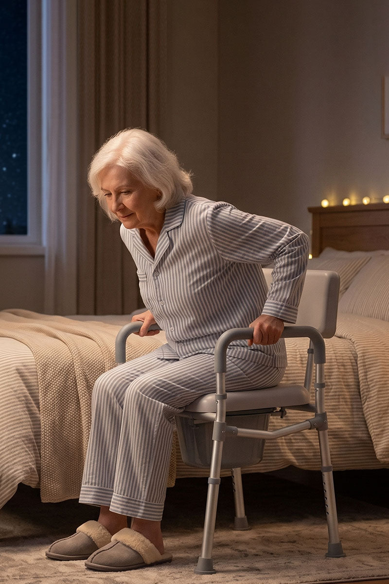 HOMLAND bedside commode providing safe and comfortable nighttime care for seniors