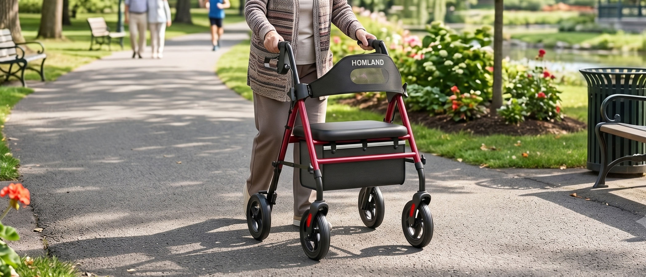 HOMLAND R2 foldable rolling walker designed for confident senior mobility and independence