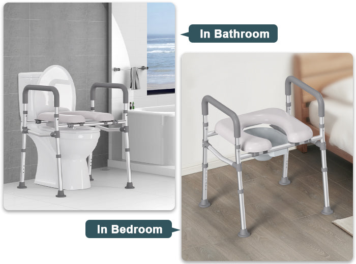 C2 shown for bathroom toilet use and bedroom bedside commode use