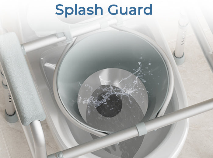 Splash guard inside the HOMLAND C7 bedside commode bucket