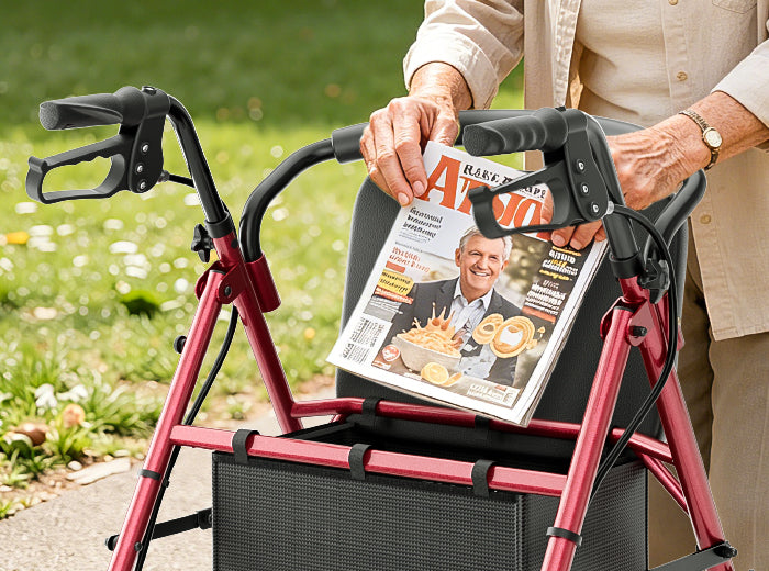 HOMLAND R16 rollator walker under-seat storage bag and extra side pocket