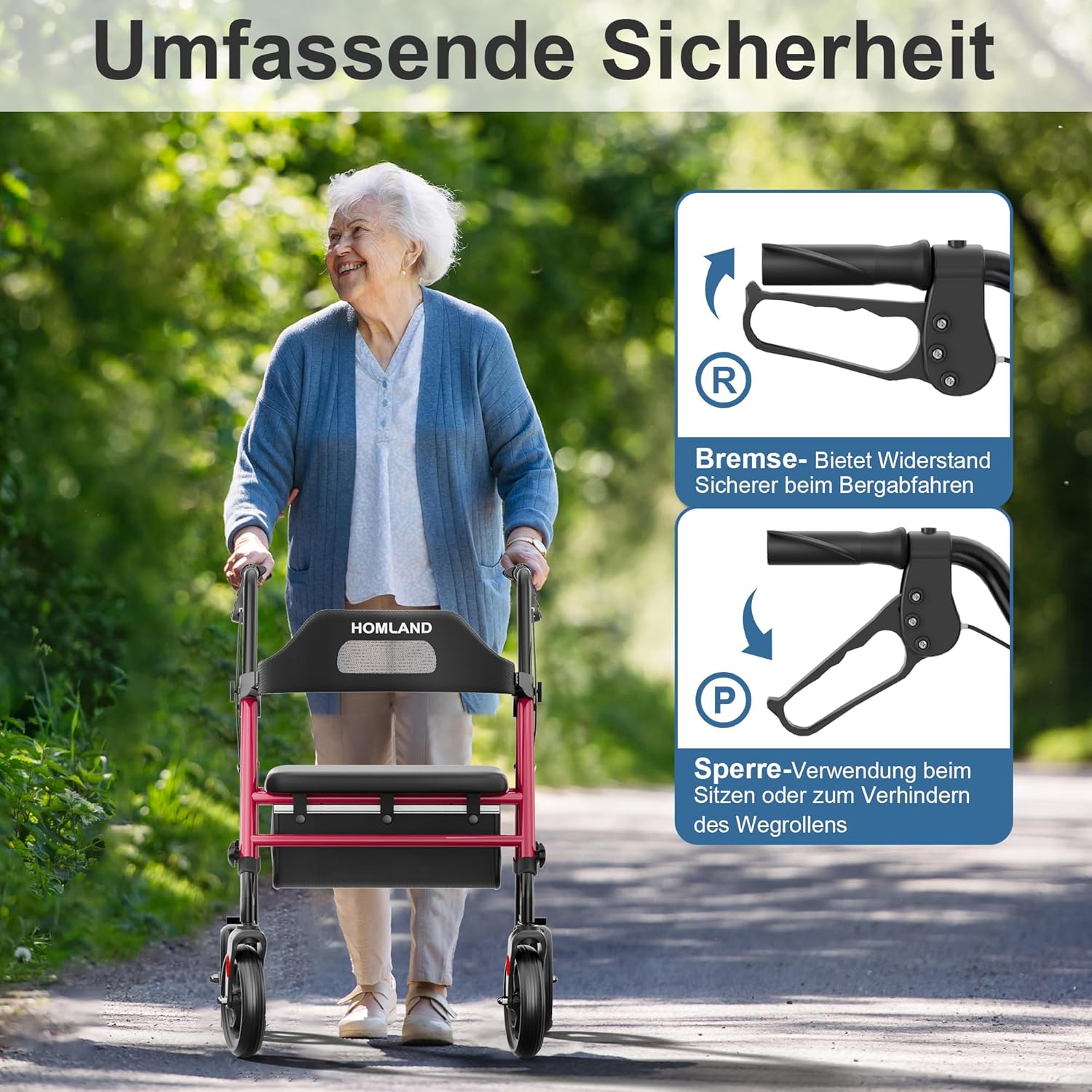 R2  Foldable Rollator Walkers with Seat for Seniors