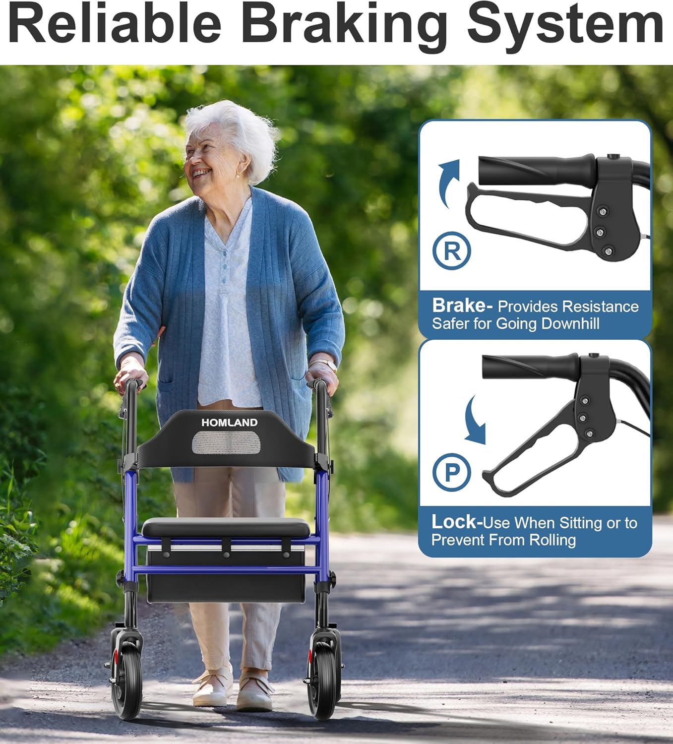 R2  Foldable Rollator Walkers with Seat for Seniors
