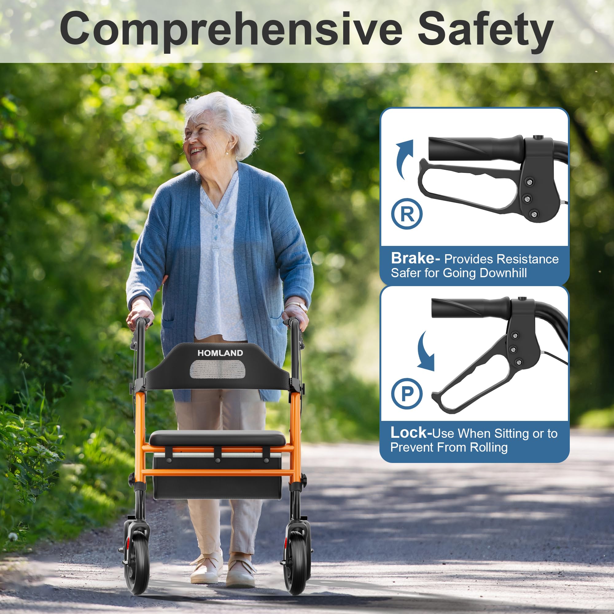 R2  Foldable Rollator Walkers with Seat for Seniors