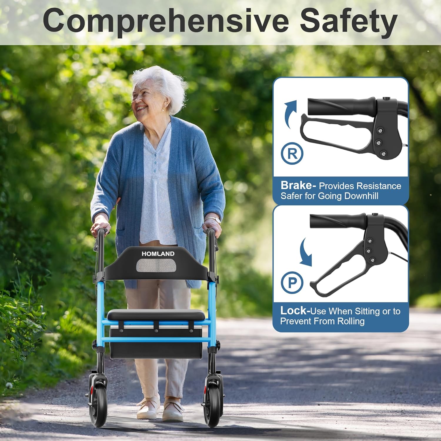 R2  Foldable Rollator Walkers with Seat for Seniors