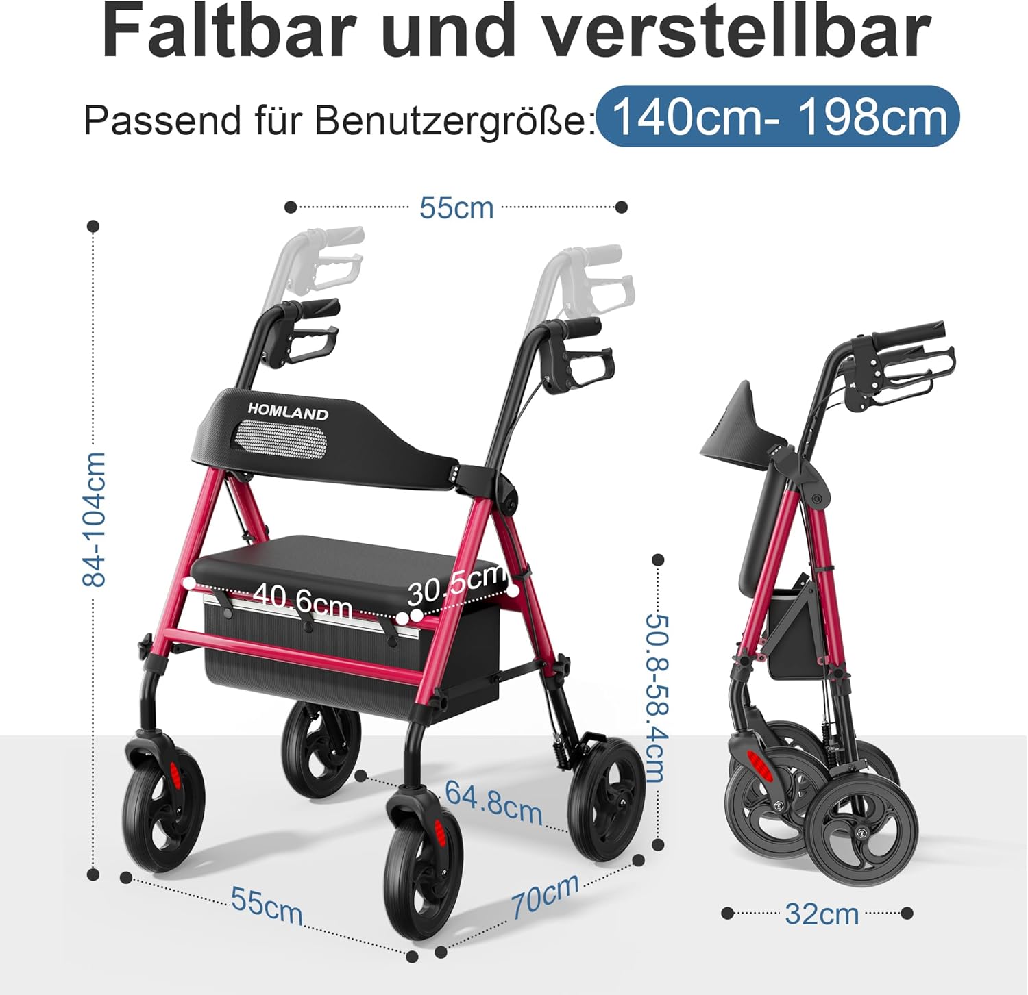 R2  Foldable Rollator Walkers with Seat for Seniors