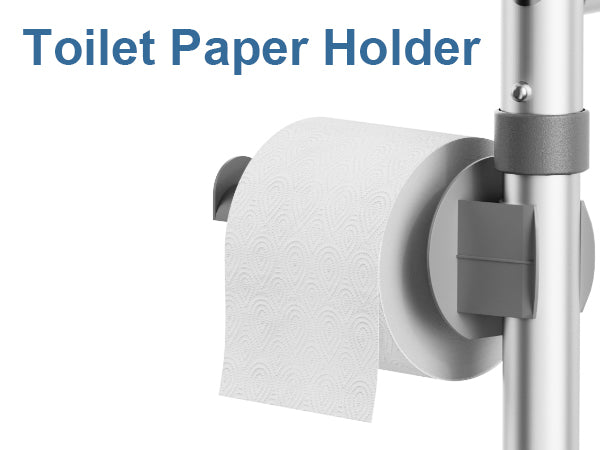 Toilet paper holder attached to the HOMLAND T8 toilet safety rail frame