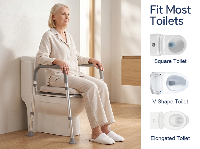 TRB10 raised toilet seat shown with different toilet shape examples