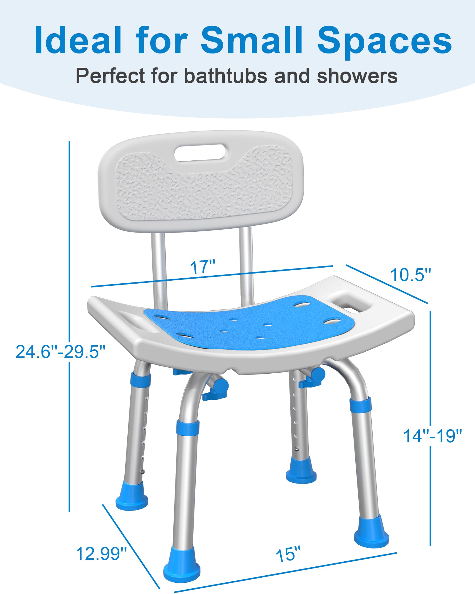 SHC10  Shower Chair for Inside Shower with Removable Back