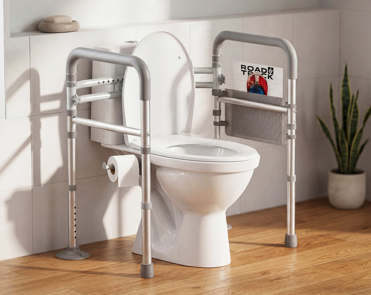 HOMLAND T8 Foldable Toilet Safety Rail with Storage