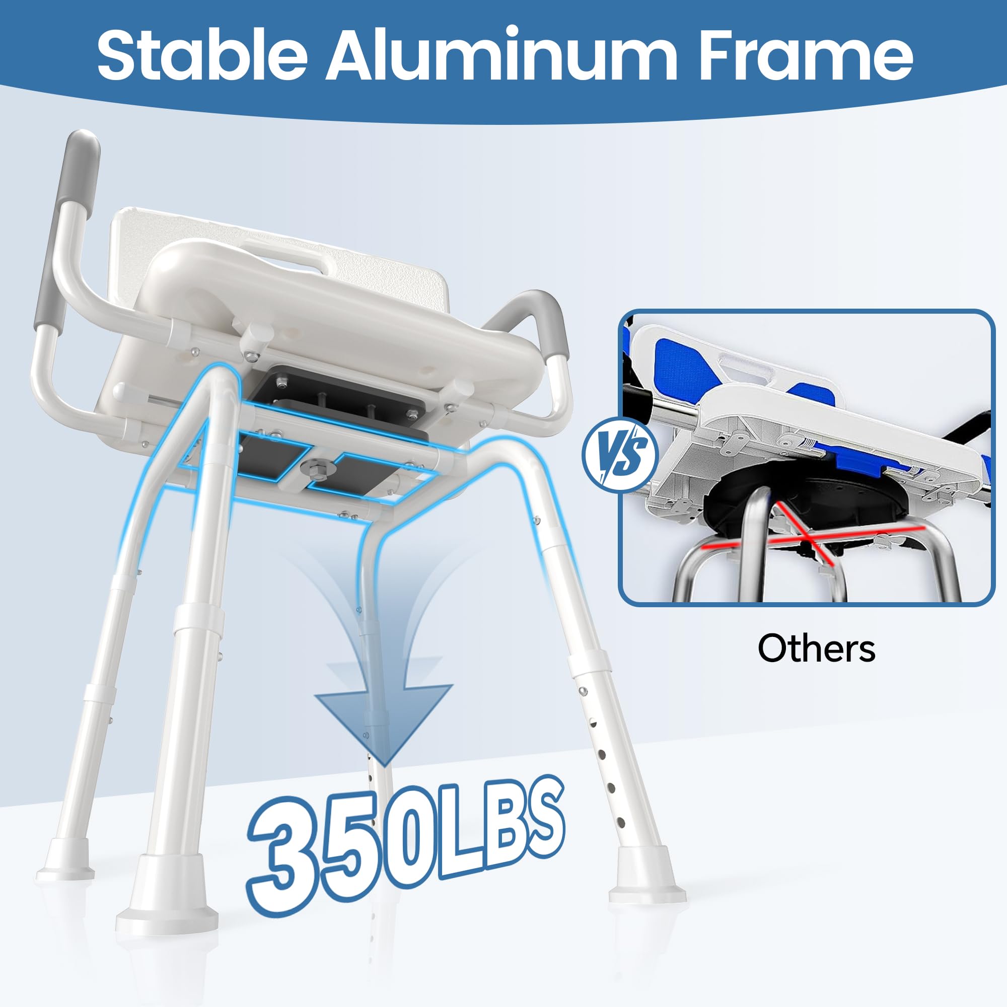 BC3  Swivel Shower Chair with Removable Back and Arms