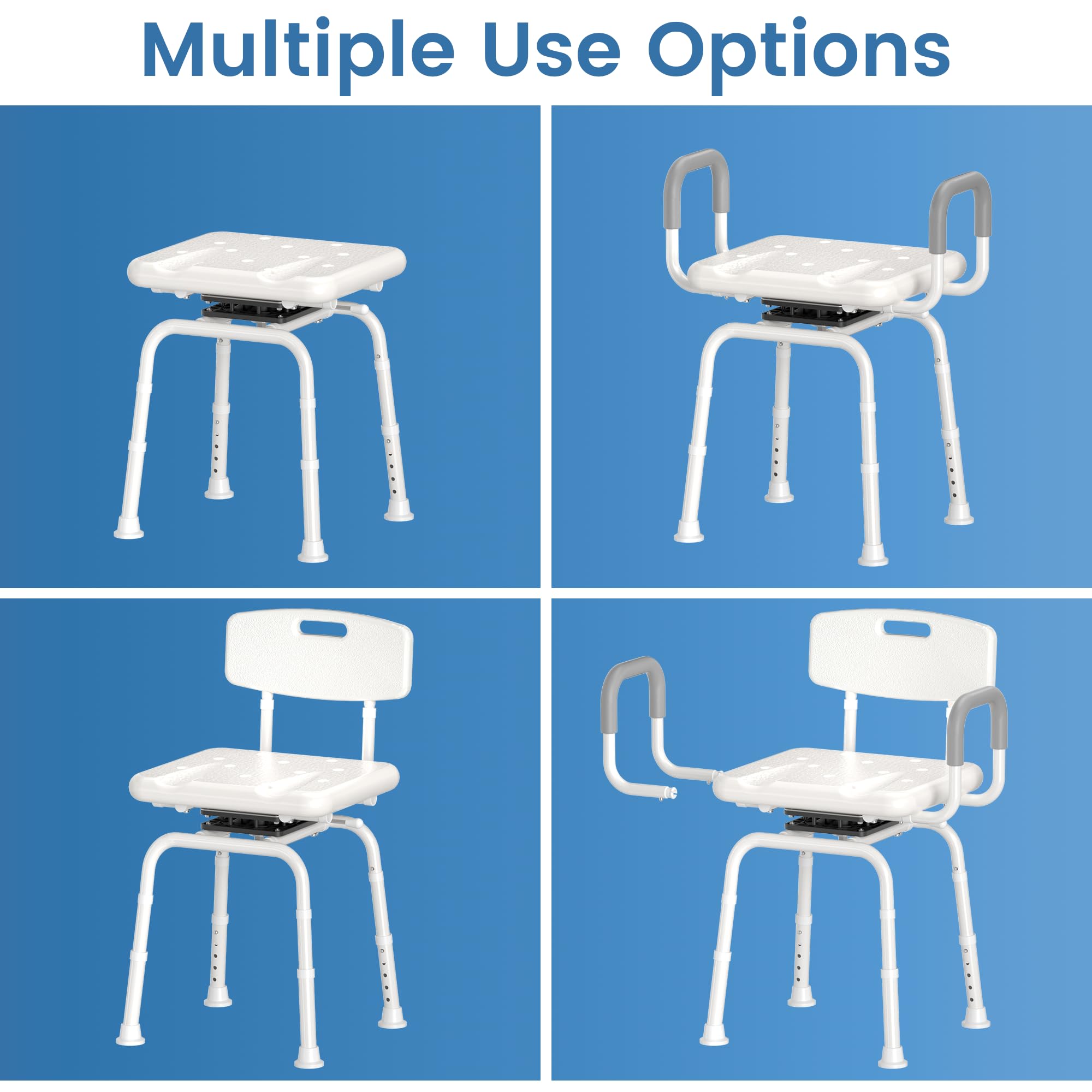 BC3  Swivel Shower Chair with Removable Back and Arms