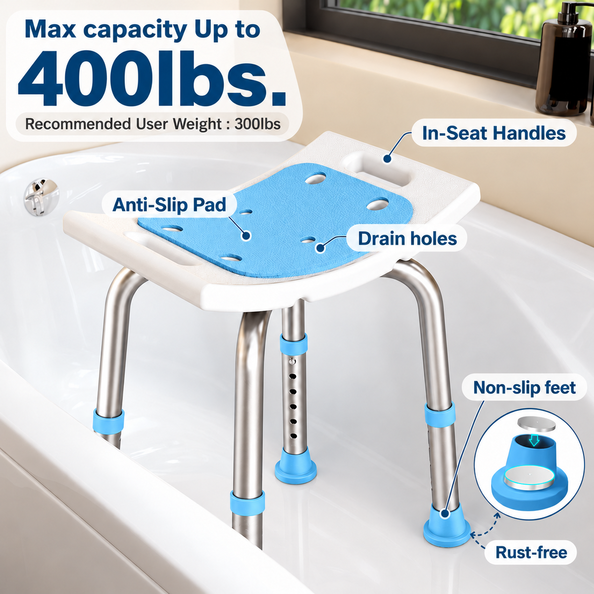 BS1 Lightweight Shower Stool #Color_Blue